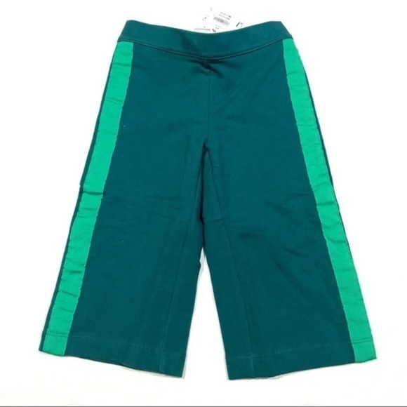 New Janie and Jack Girl Wide Leg Pants Green Side Stripe - Picture 1 of 3